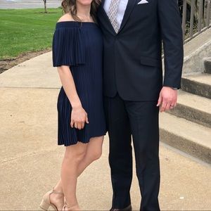 Pleated Off the Shoulder Dress